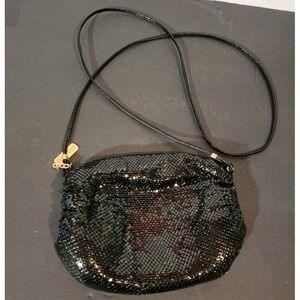 Vintage Metal Mesh Whiting & Davis Black Smimmer Bag Purse Clutch‎ Cross Body